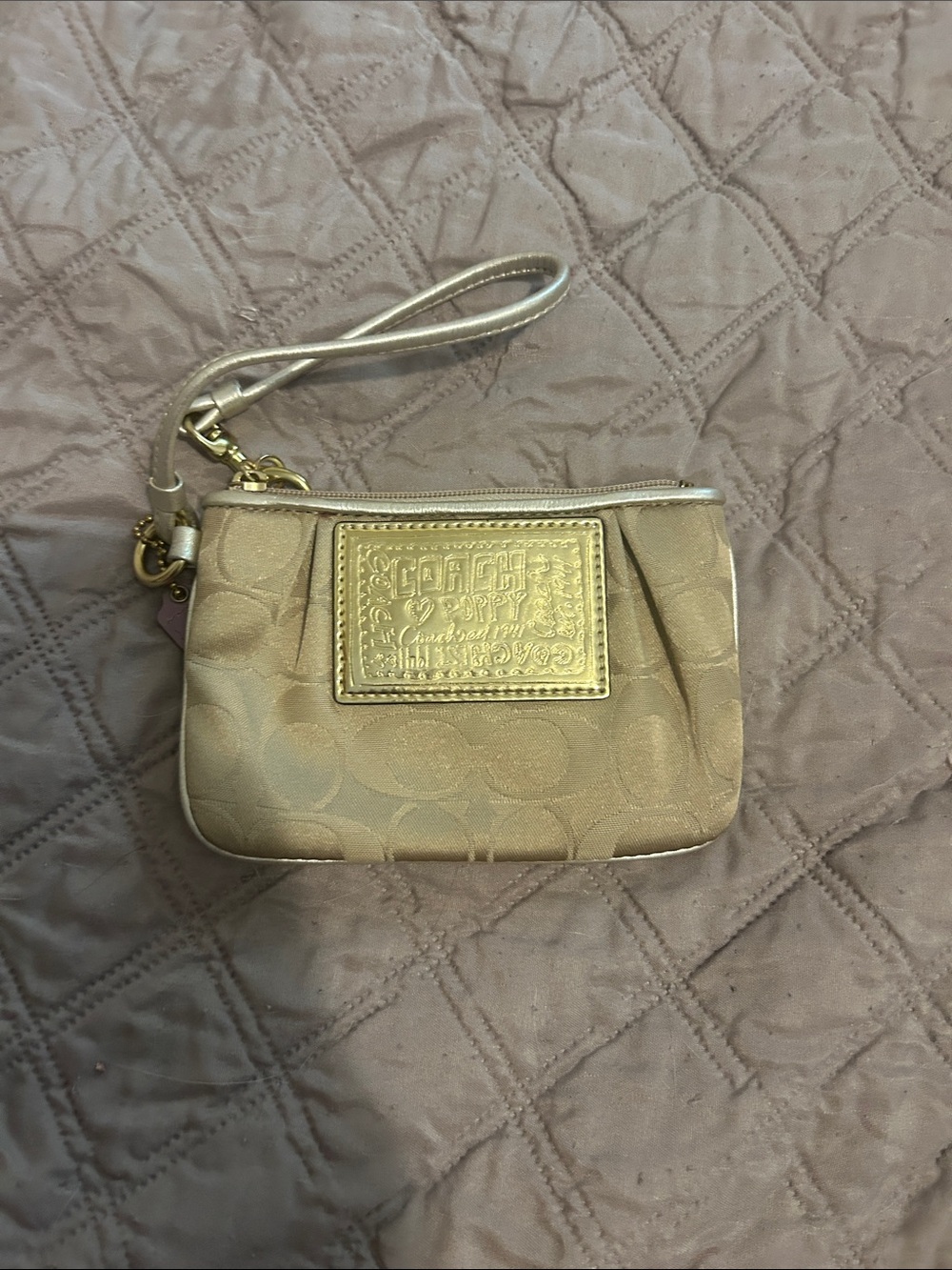 Coach Metallic Gold Signature Wristlet